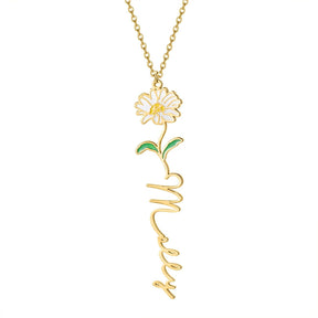 Customized Name Birth-Flower Necklace - zuzumia