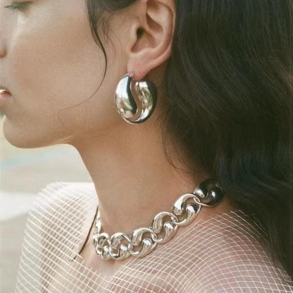 Chunky Hoop Earrings - zuzumia