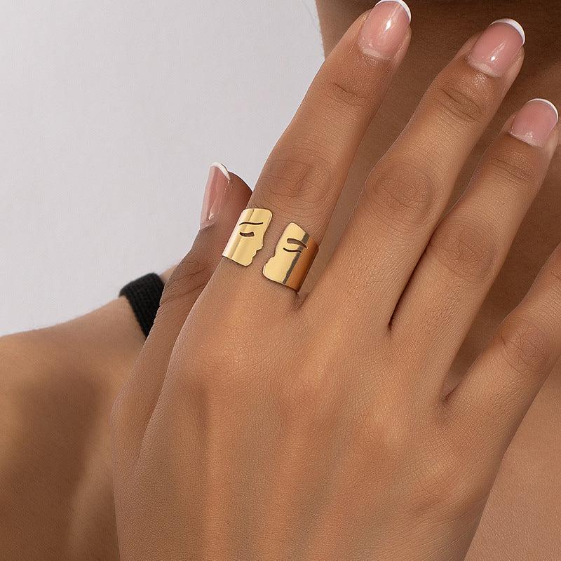 Iron Face Arm Cuff Bracelet & Ring - zuzumia