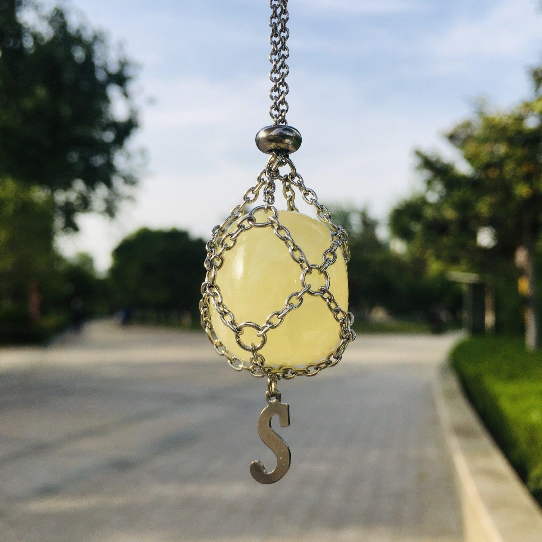 Initial Crystal Holder Necklace