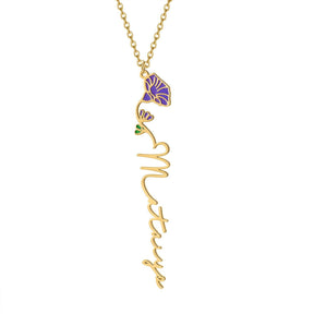 Customized Name Birth-Flower Necklace - zuzumia