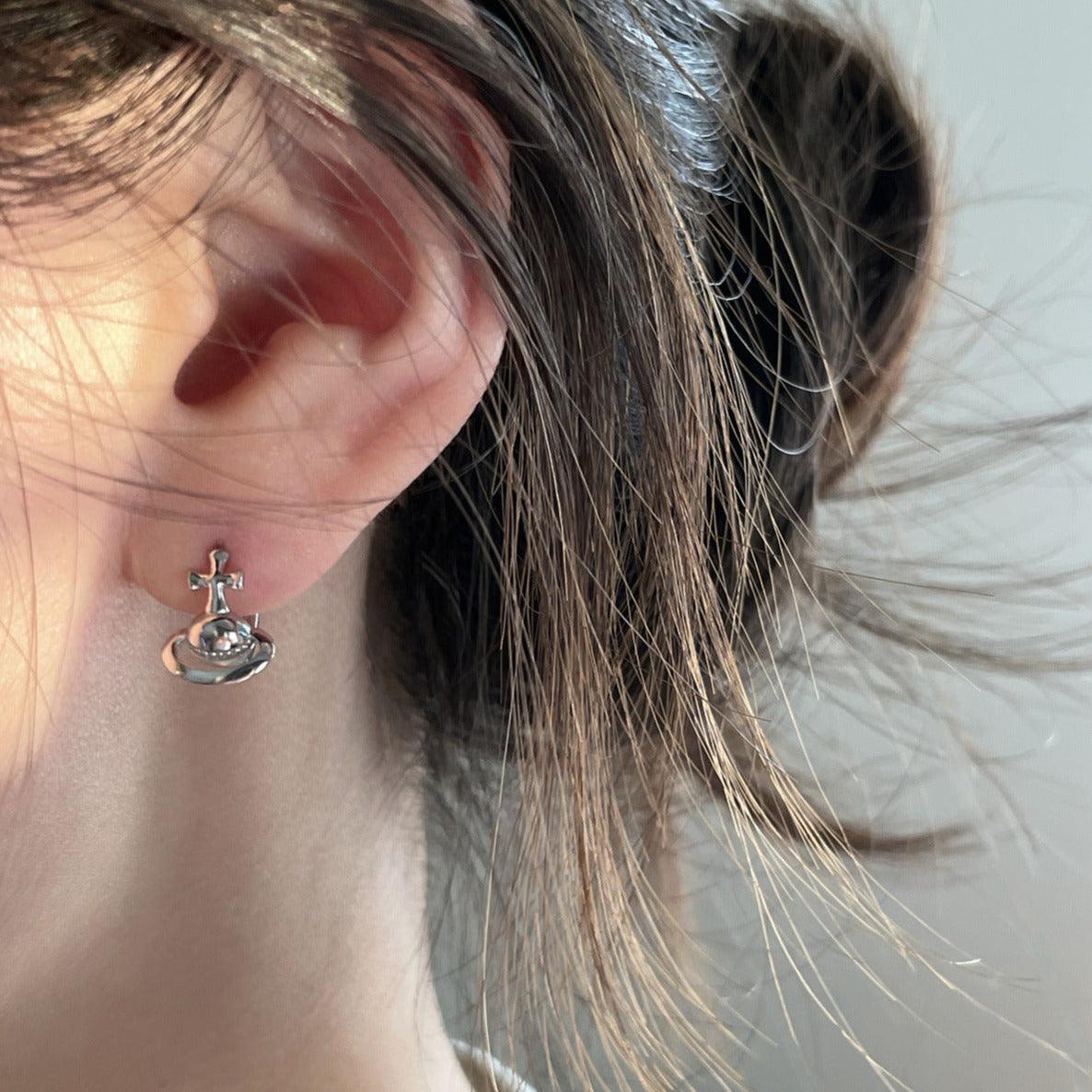 Cross Tiny Planet Earrings - zuzumia