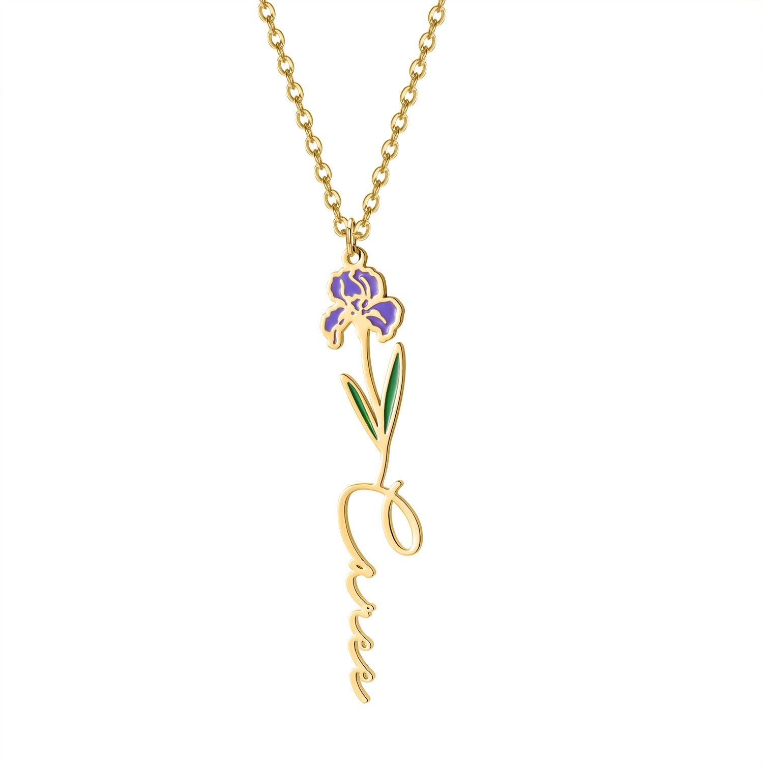 Customized Name Birth-Flower Necklace - zuzumia