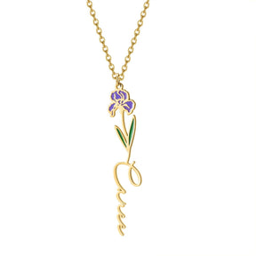 Customized Name Birth-Flower Necklace - zuzumia