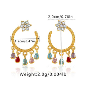 Zirconia Hoop Dangle Earrings - zuzumia