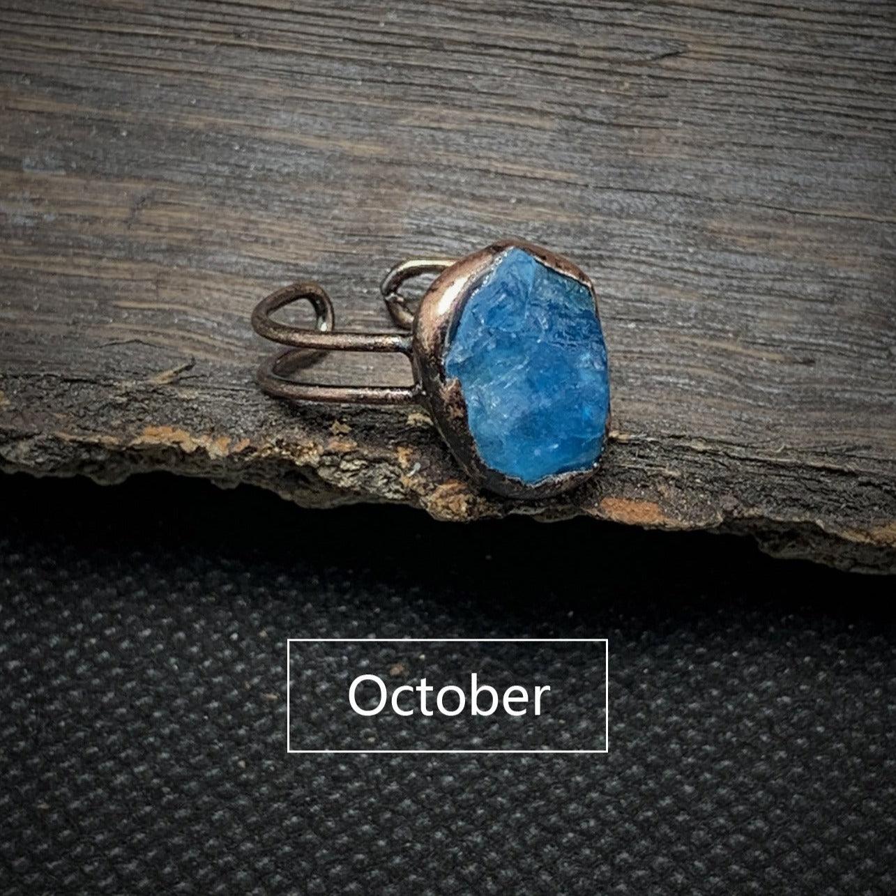 Raw Gem Birthstone Ring - zuzumia