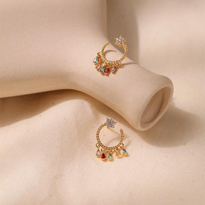 Zirconia Hoop Dangle Earrings - zuzumia