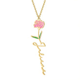 Customized Name Birth-Flower Necklace - zuzumia