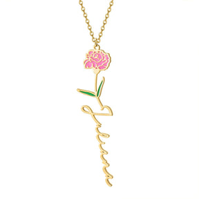 Customized Name Birth-Flower Necklace - zuzumia
