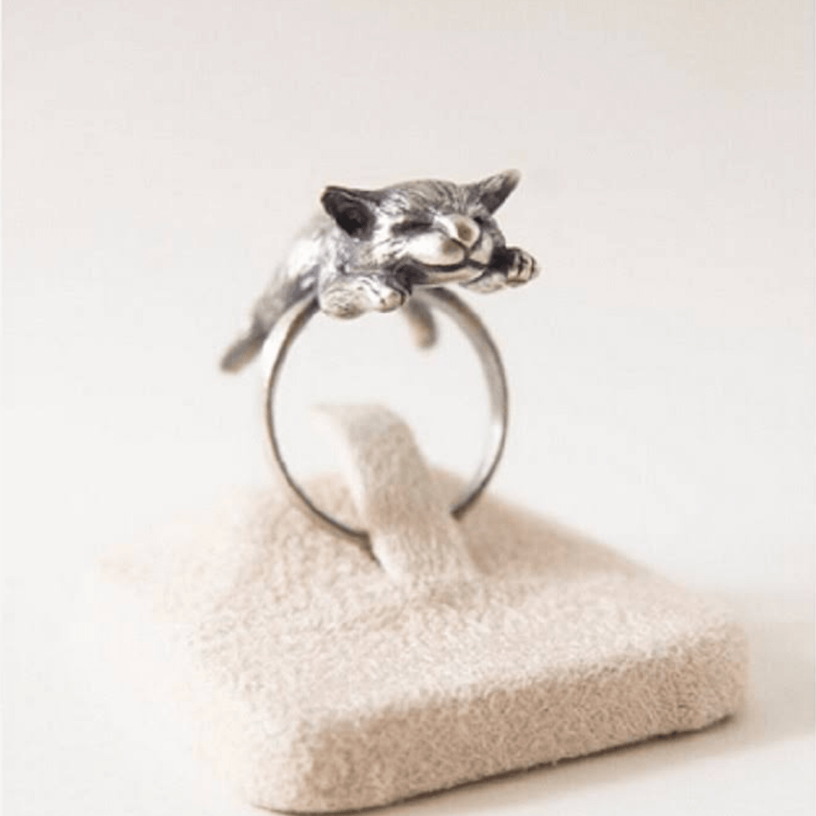 Handmade Sleeping Cat Ring