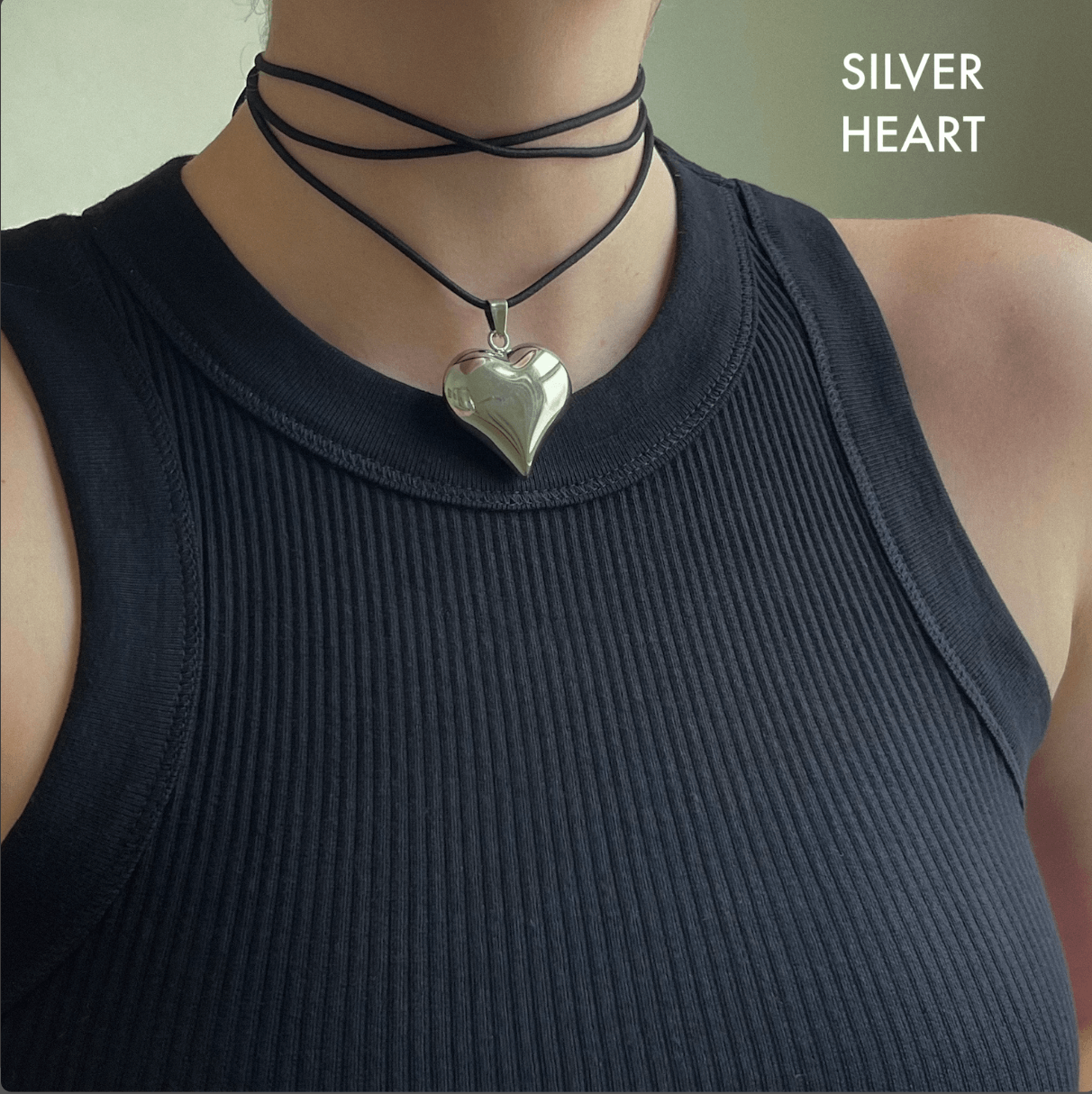 Puffed Heart String Necklace - zuzumia
