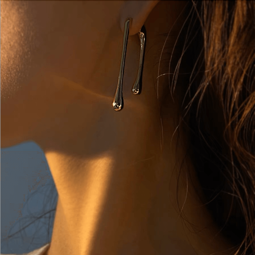 Geometric Hang Pierce Earrings - zuzumia
