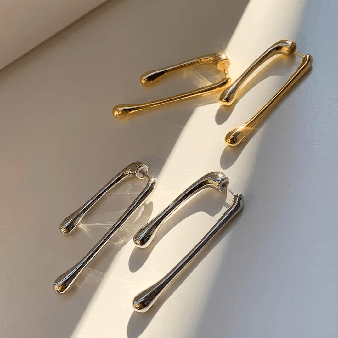 Geometric Hang Pierce Earrings - zuzumia
