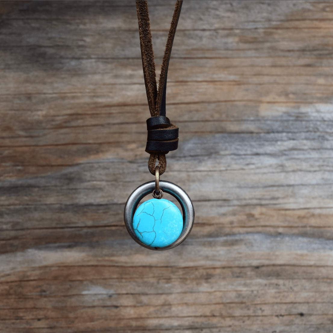 Leather Turquoise Stone Necklace