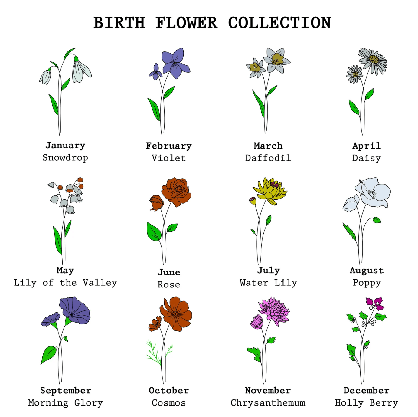 Customized Name Birth-Flower Necklace - zuzumia