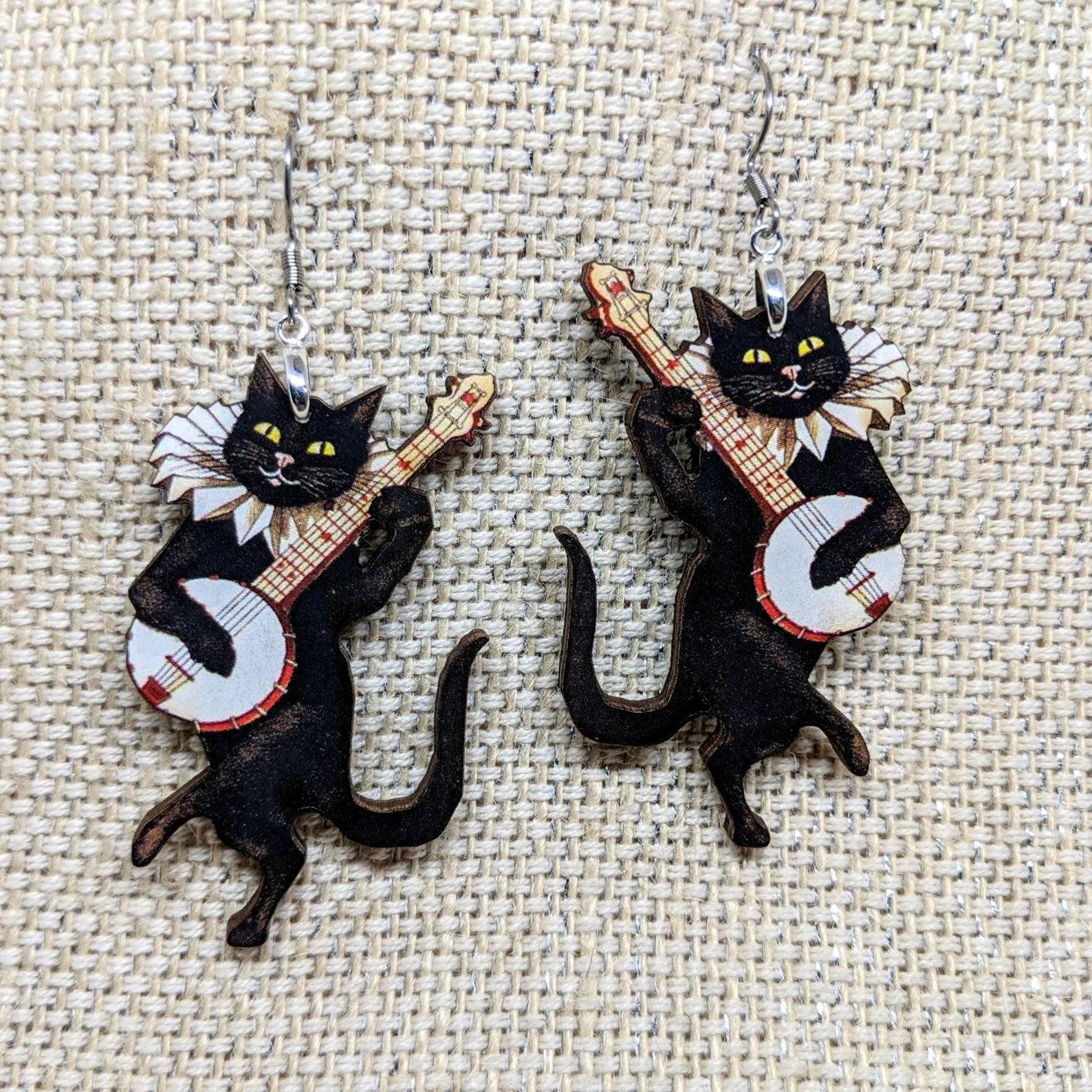 Banjo Cat Earrings