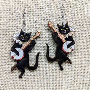 Banjo Cat Earrings