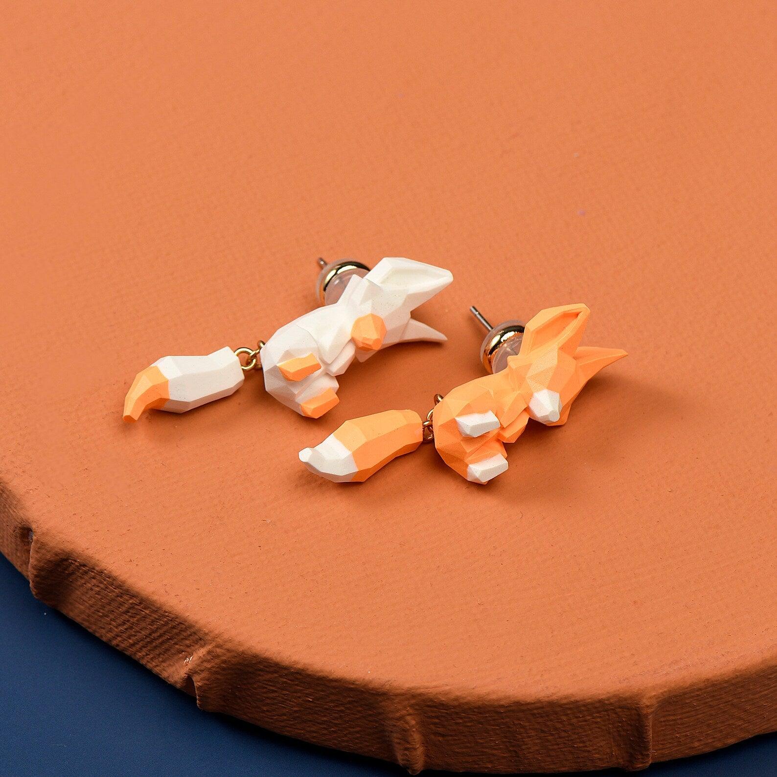 Asymmetrical 3D Cartoon Fox Earrings