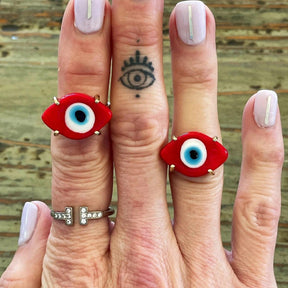 ‘God Bless You’ Evil Eye Ring - zuzumia