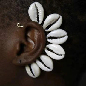 White Cowry Shells Earring Clip