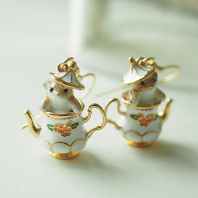 Cute Squirrel In Teapot Jewelry Set - zuzumia