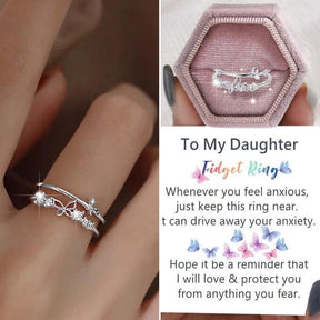 To My Daughter - Butterfly Rhinestone Ring - zuzumia