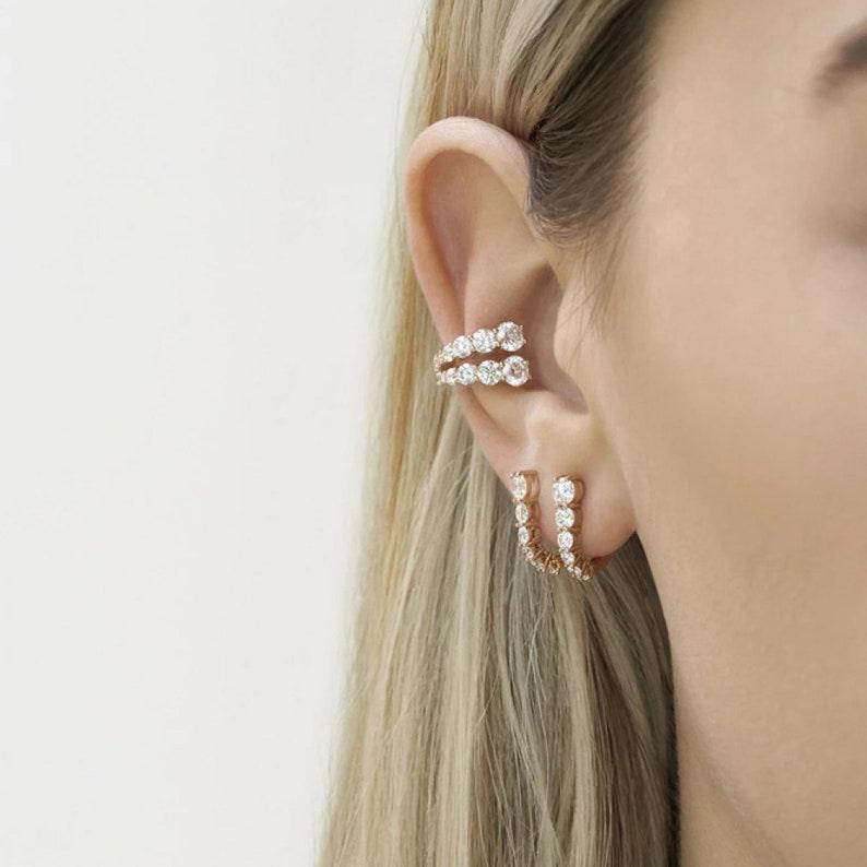 1/2/3 Row Graduated CZ Ear Cuffs - zuzumia