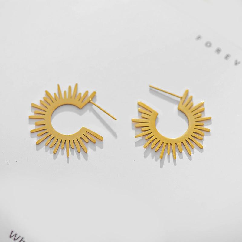 Sunflower Titanium Steel Earrings - zuzumia