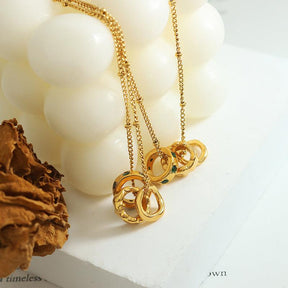 Three Small Irregular Beads Pendant Necklace