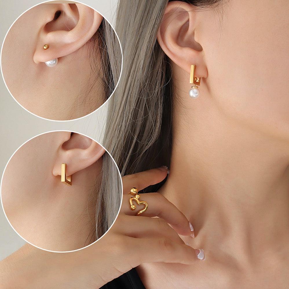 Square Pearl Earrings - zuzumia