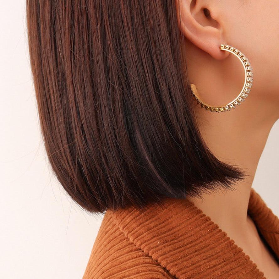 C-Shaped Zircon Big Earrings - zuzumia