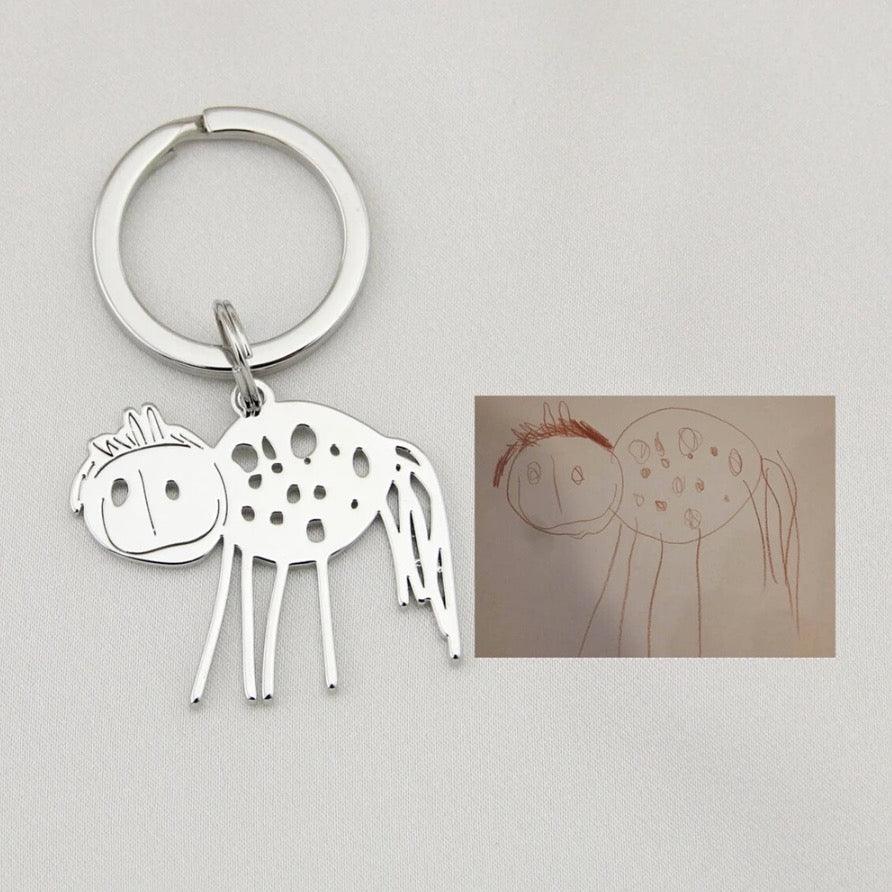 Customized Children's Drawing Necklace & Keychain