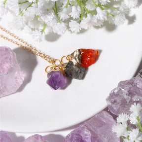 Raw Natural Stone Necklace With Interchangeable Pendant