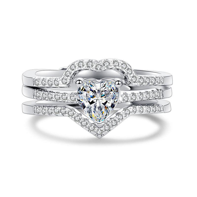 Mother&Daughter Layered Heart Ring - zuzumia