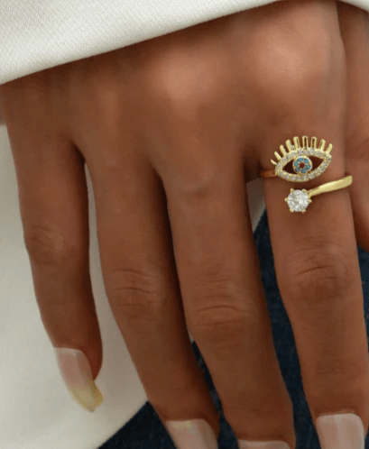 Shiny Adjustable Evil Eye Ring