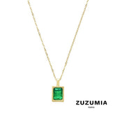 Geometric Square Zircon Pendant Necklace - zuzumia