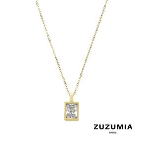 Geometric Square Zircon Pendant Necklace - zuzumia