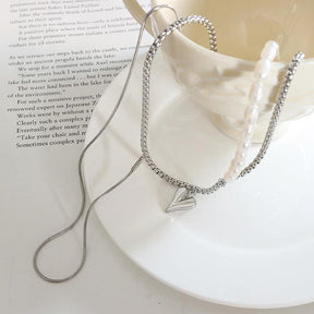 Double-Layered Pearl Heart Pendant Necklace