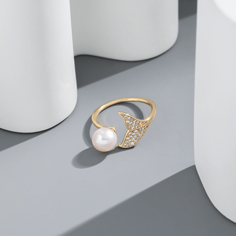 Mermaid Tail Pearl Ring & Earrings - zuzumia