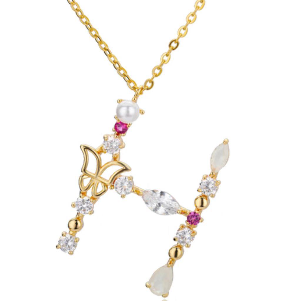 Colorful Zircon Initial Necklace - zuzumia