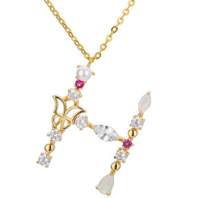 Colorful Zircon Initial Necklace - zuzumia