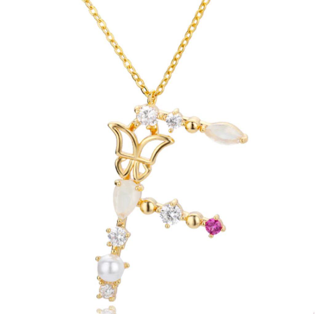 Colorful Zircon Initial Necklace - zuzumia