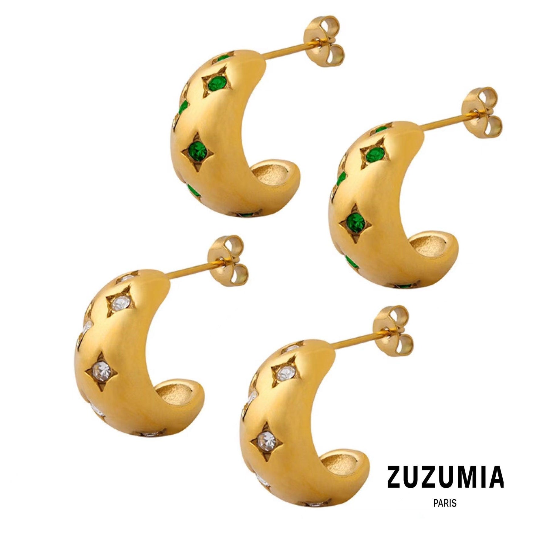 C-Shaped Zircon Stud Earrings