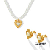 Natural Freshwater Pearl Heart Pendant Necklace & Earrings