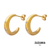 Zircon C-shaped Hoop Earrings