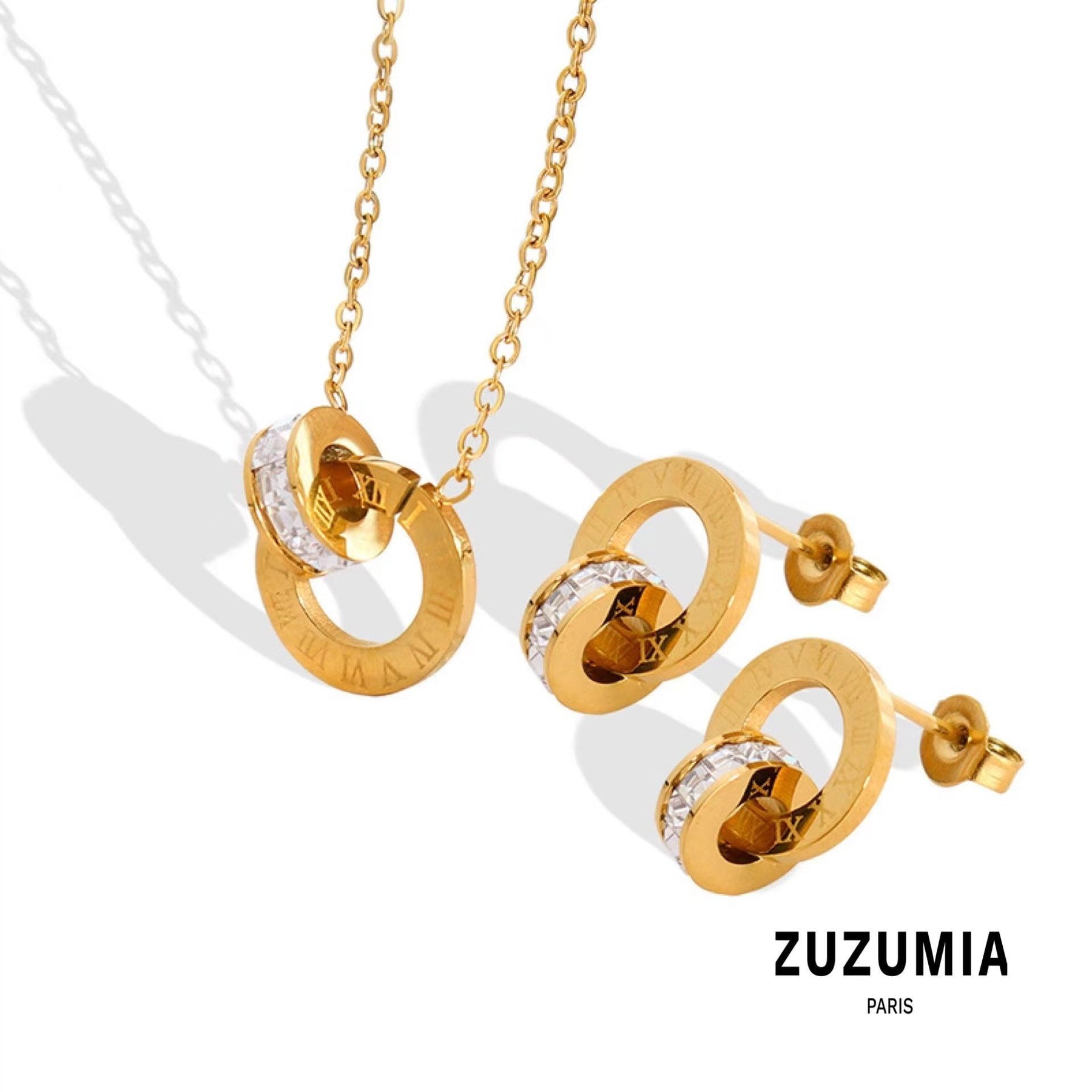 Double Rings Classic Necklace & Earrings