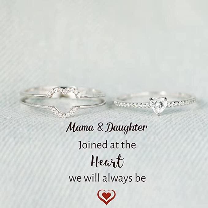 Mother&Daughter Layered Heart Ring - zuzumia
