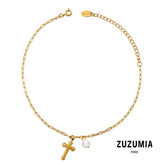 Cross Pendant Pearl Accessories Chain Anklet - zuzumia