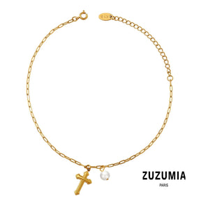 Cross Pendant Pearl Accessories Chain Anklet - zuzumia