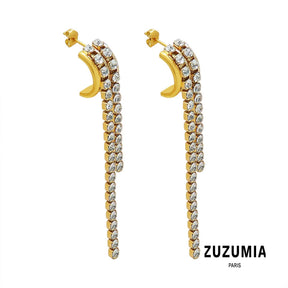 Cubic Zirconia Long Dangle Earrings